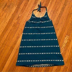 Hanna Andersson blue/white x pattern halter dress